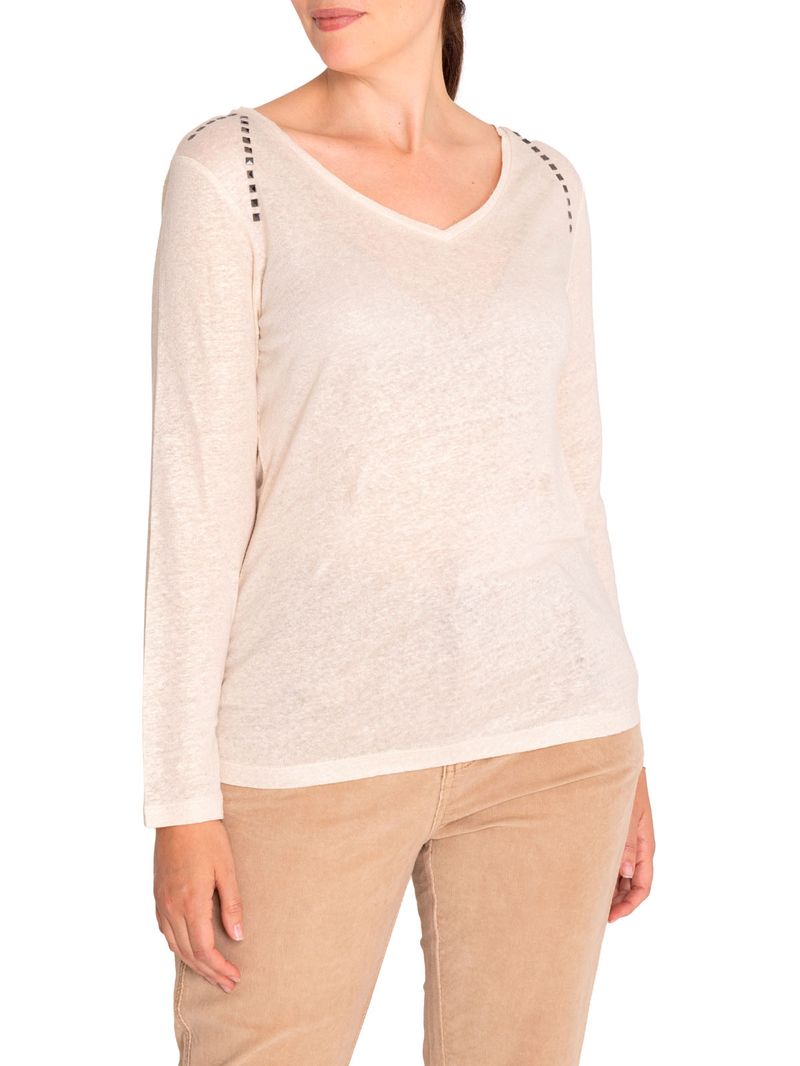 Polera Lino Orgánico Mujer Emily Blanco Rockford