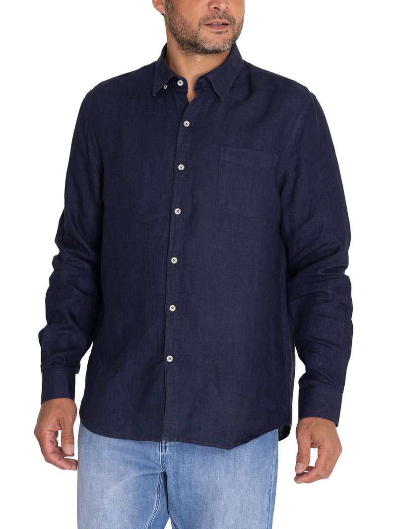 Camisa-Lino-Hombre-Linen-Azul-Rockford