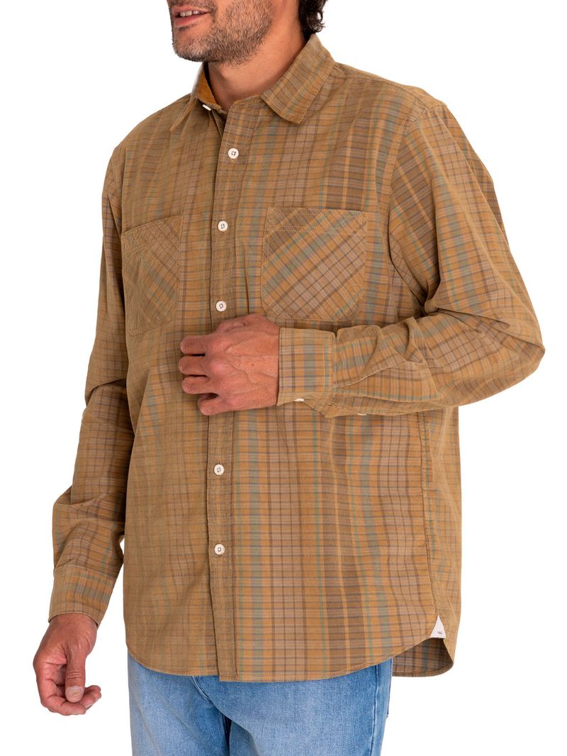 Camisa-Algodon-Organico-Hombre-Tartancord-Beige-Crudo-Rockford