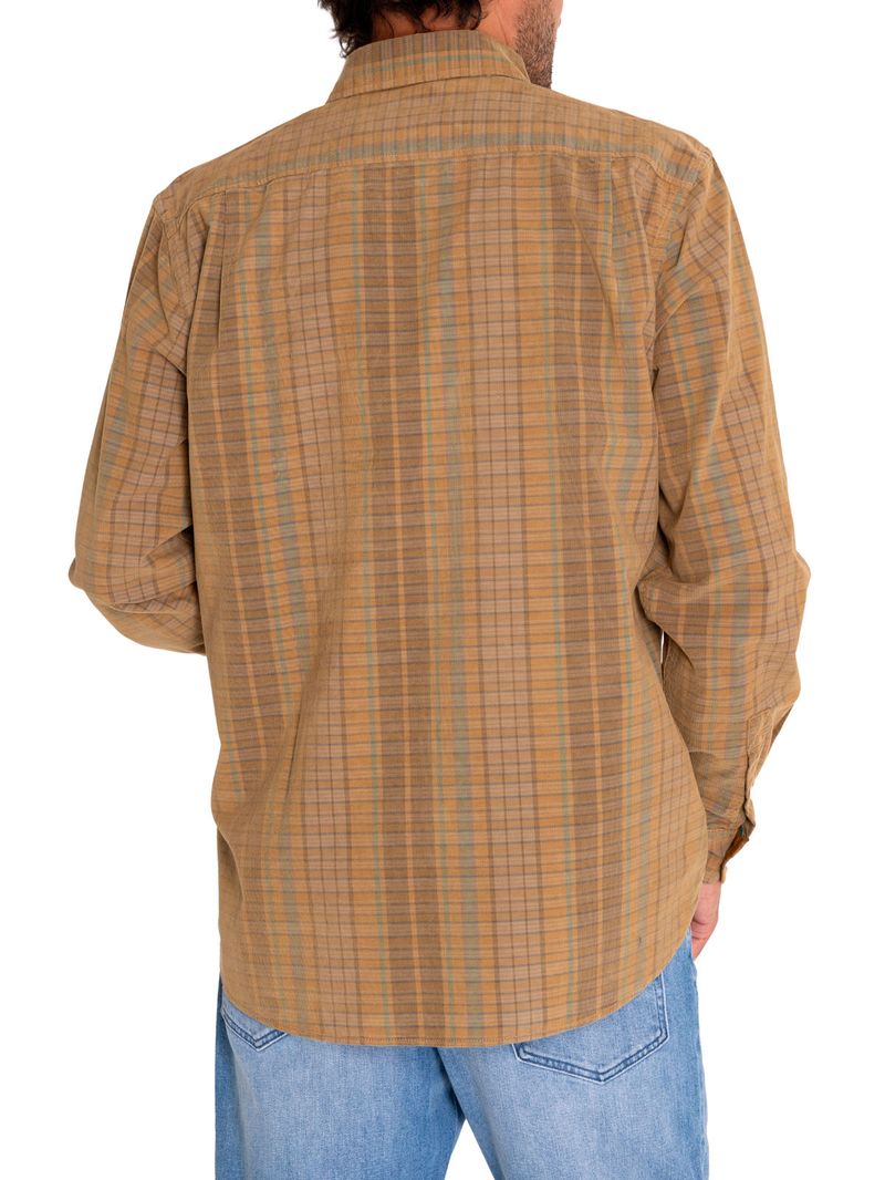 Camisa-Algodon-Organico-Hombre-Tartancord-Beige-Crudo-Rockford