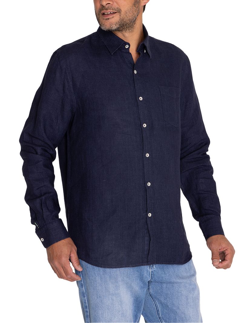 Camisa-Lino-Hombre-Linen-Azul-Rockford