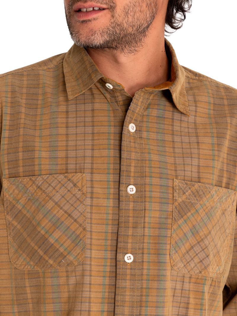 Camisa-Algodon-Organico-Hombre-Tartancord-Beige-Crudo-Rockford