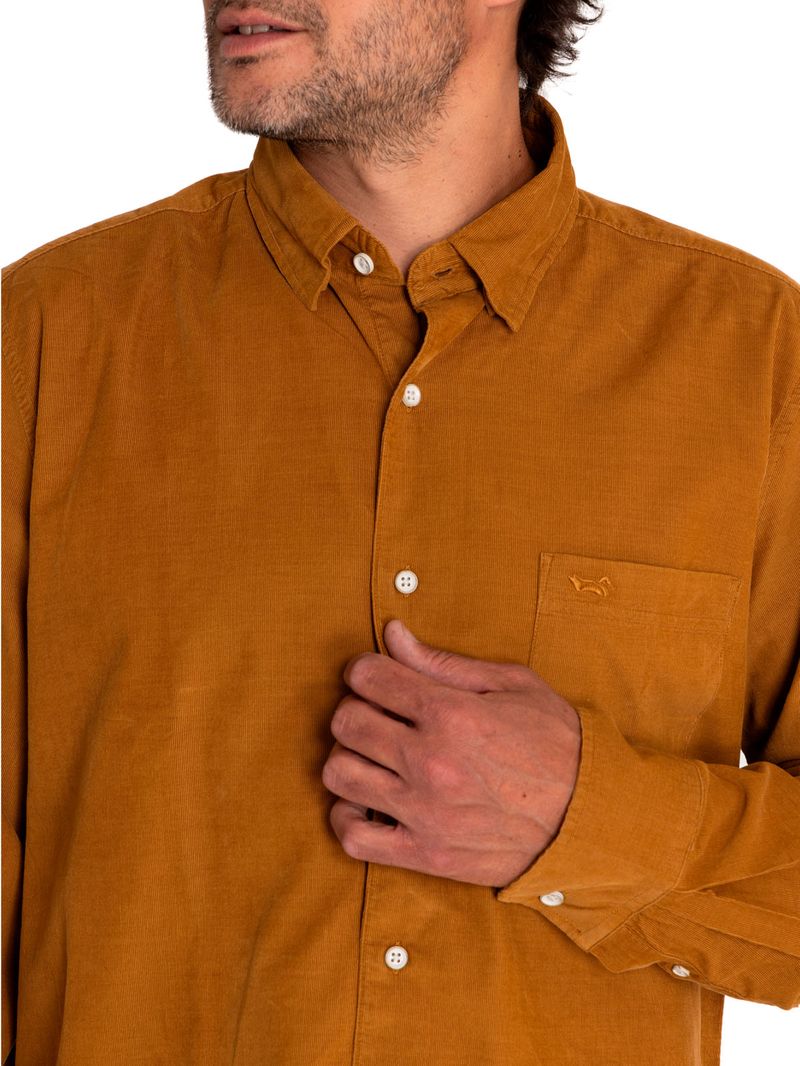 Camisa-Algodon-Organico-Hombre-Corduroy-Cafe-Rockford