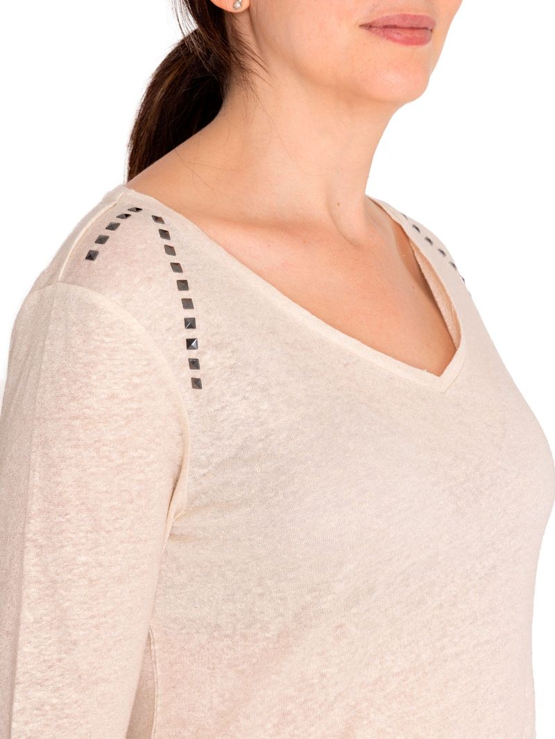 Polera Lino Orgánico Mujer Emily Blanco Rockford