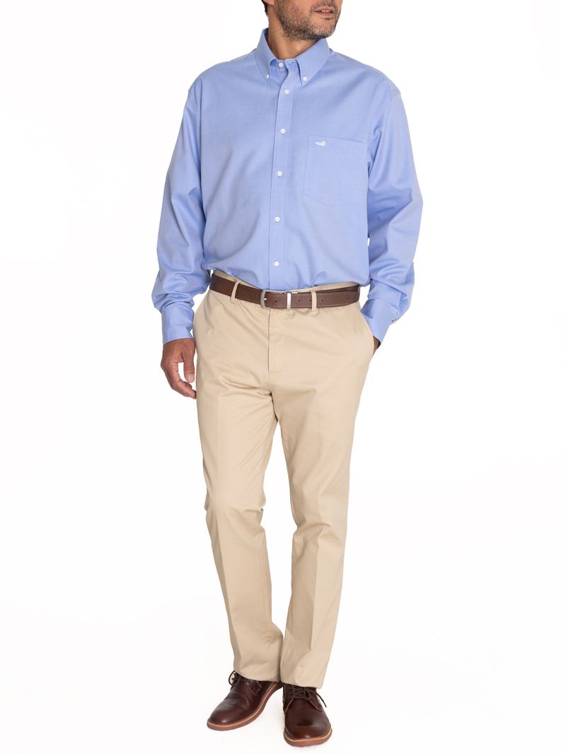 Camisa-Libre-De-Arrugas-Hombre-Wor-Cuello-Button-Down-Azul-Rockford
