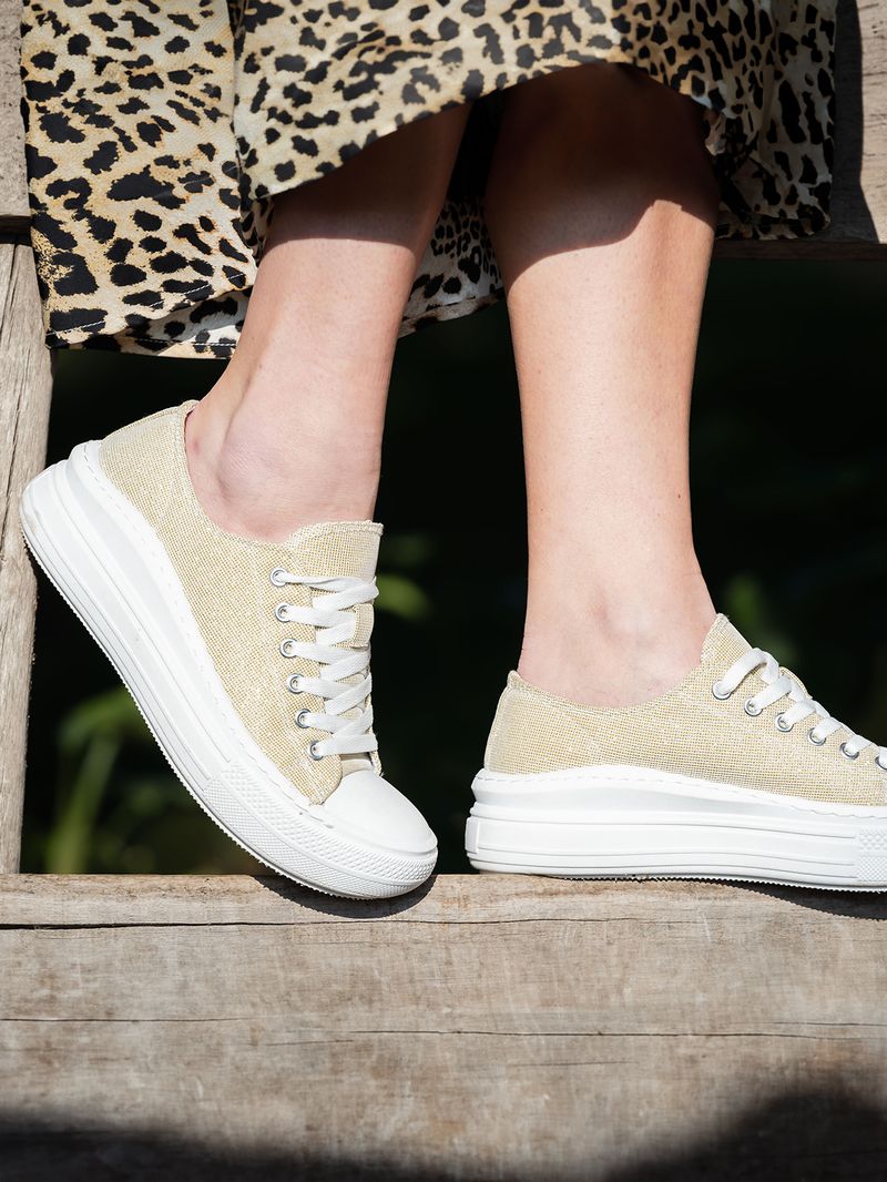Zapatilla-Mujer-Lona-Dorado-Azaleia
