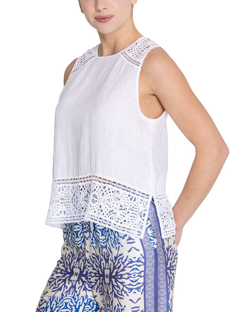 Blusa Lino Orgánico Mujer Mele Blanco Rockford