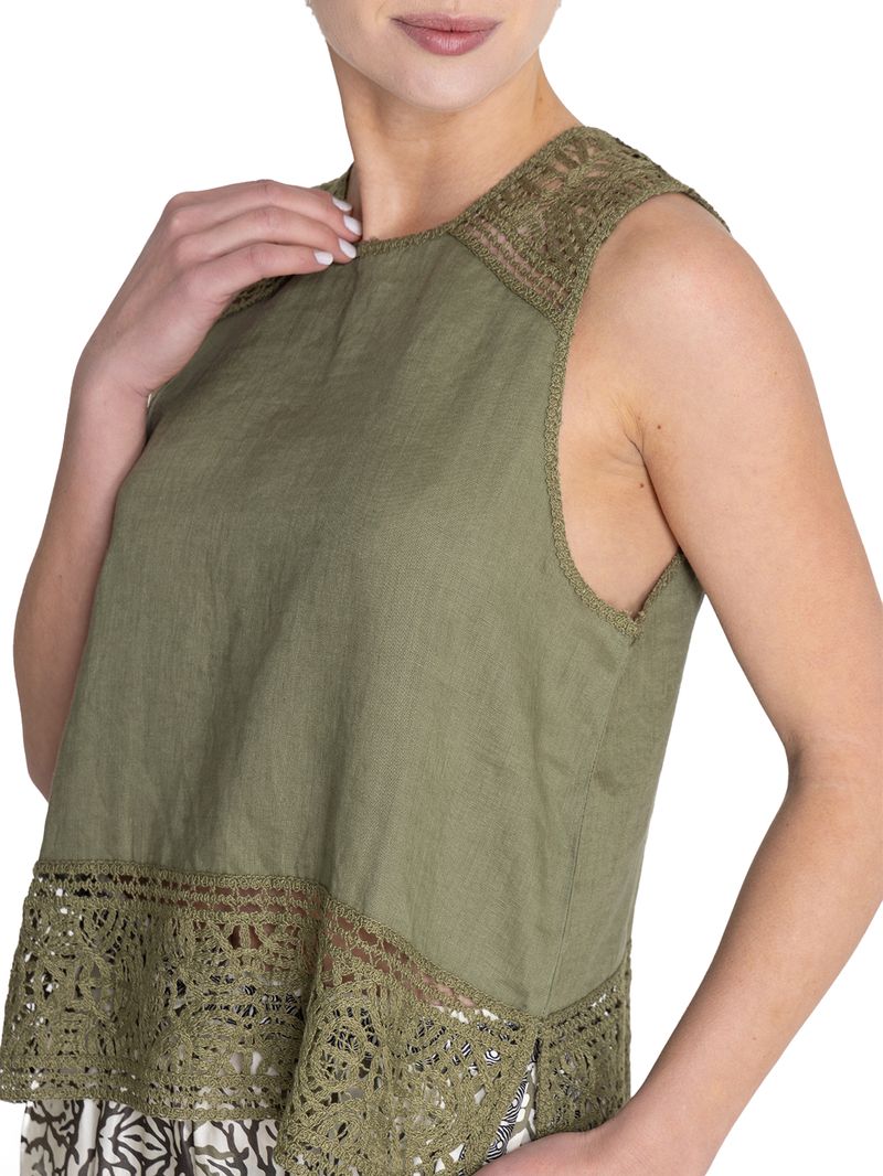Blusa Lino Orgánico Mujer Mele Verde Rockford