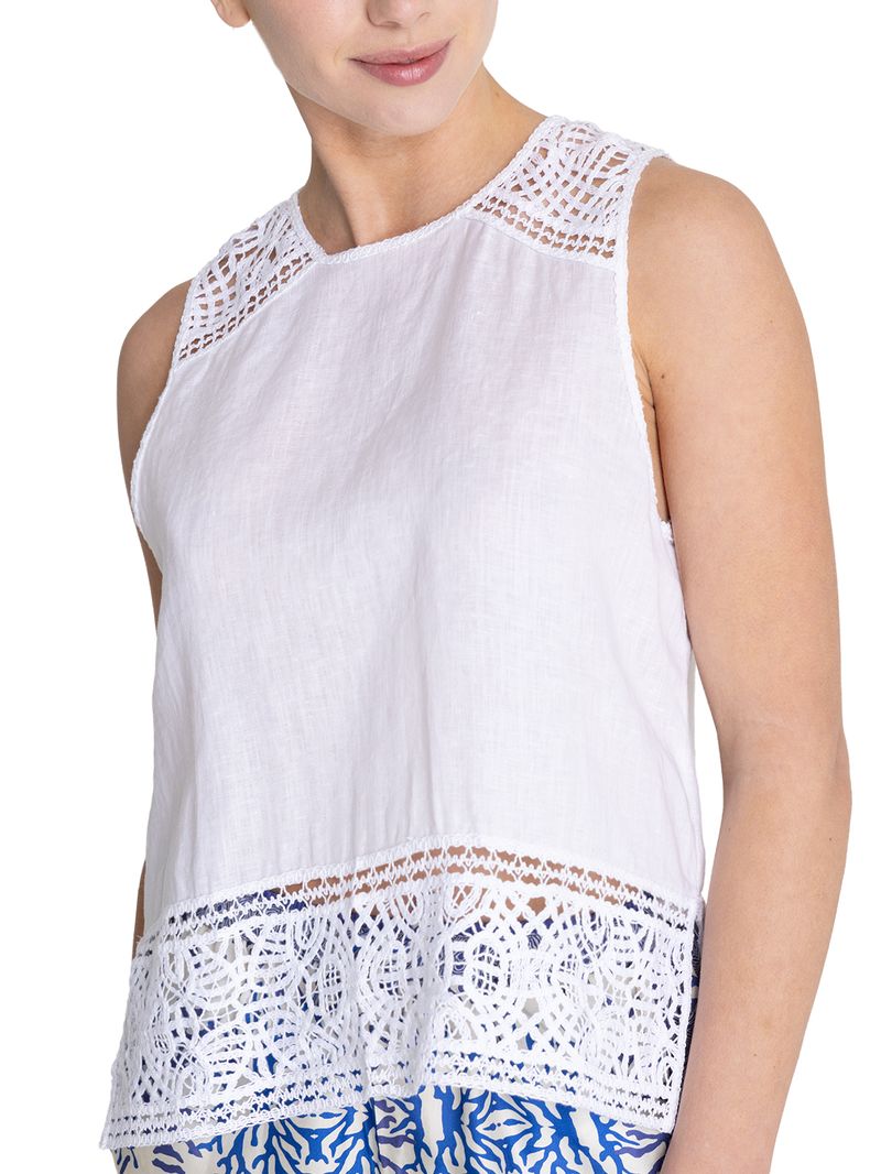 Blusa Lino Orgánico Mujer Mele Blanco Rockford