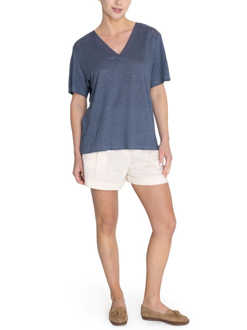 Polera Lino Orgánico Mujer Remini Azul Rockford