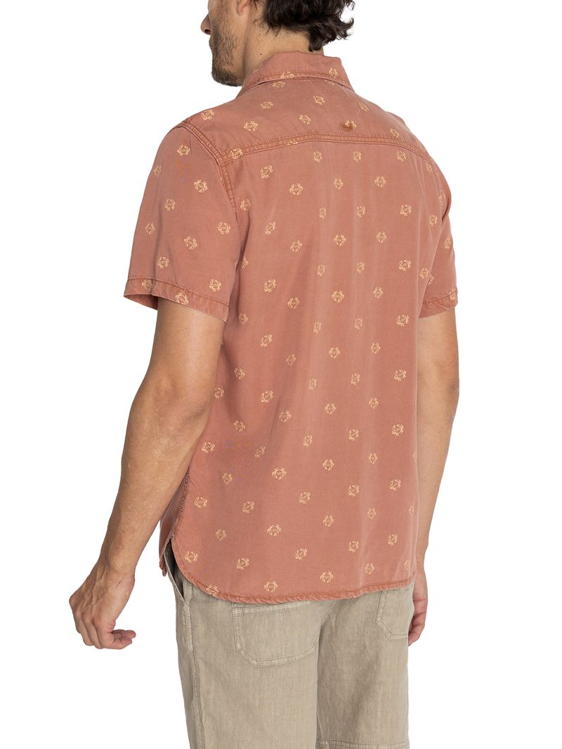 Camisa Tencel Hombre Tencelprint Naranjo Rockford