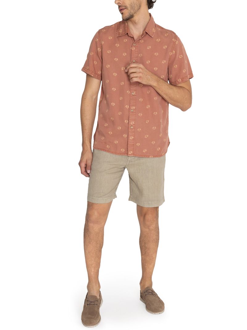 Camisa Tencel Hombre Tencelprint Naranjo Rockford