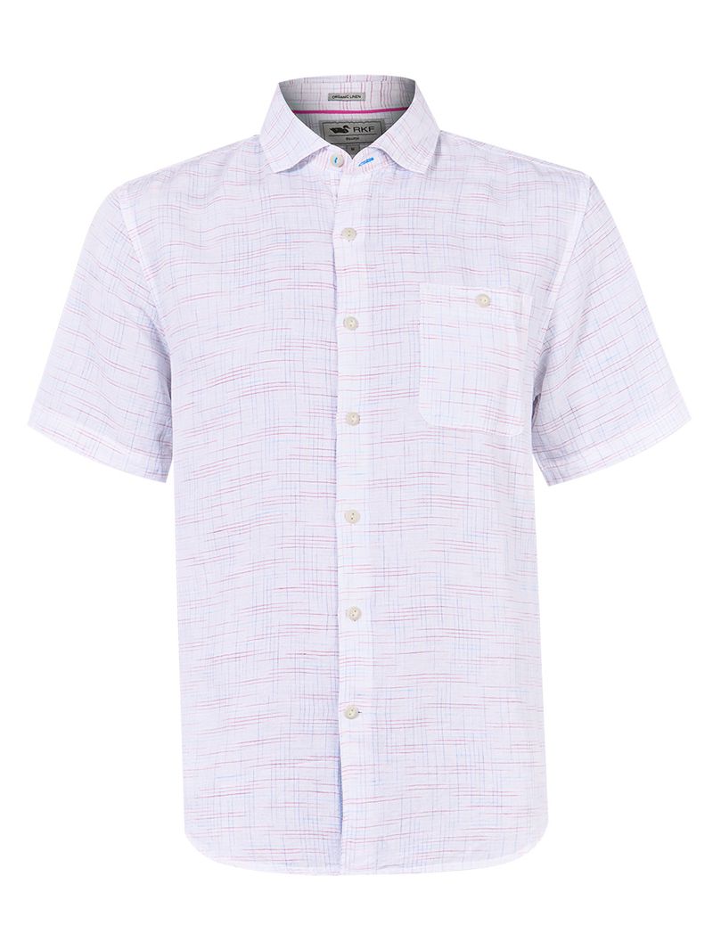 Camisa Lino Orgánico Hombre Marbled Rojo Rockford