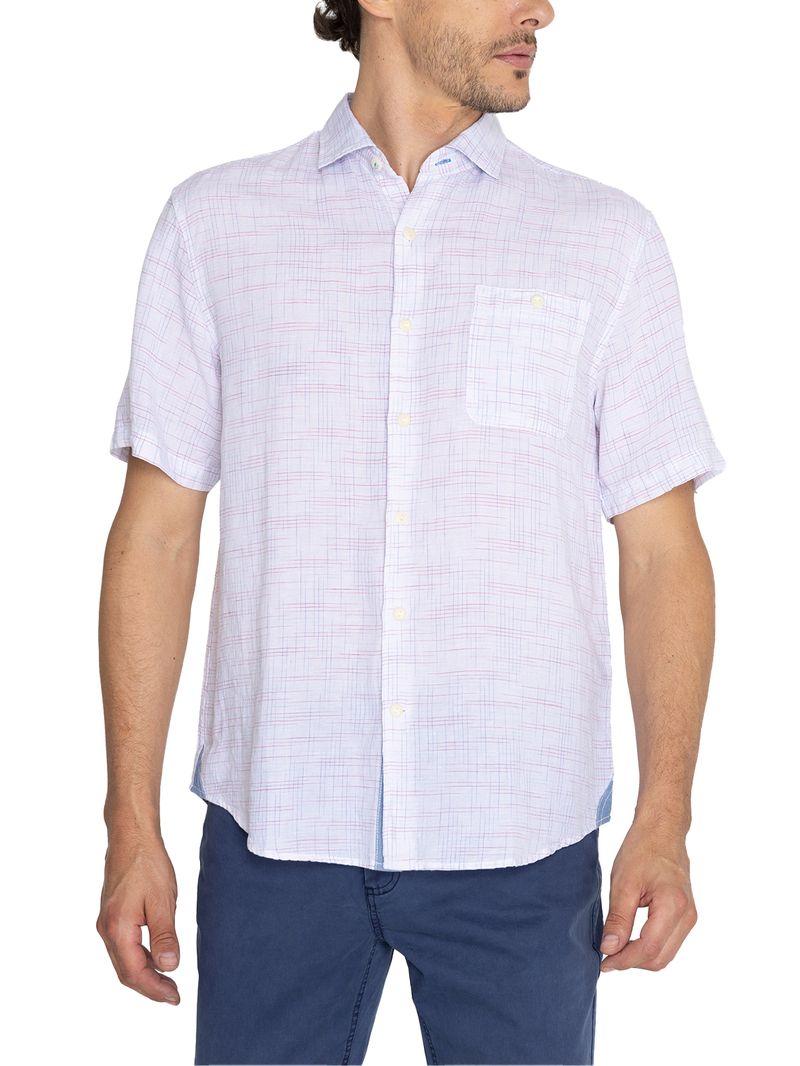 Camisa Lino Orgánico Hombre Marbled Rojo Rockford