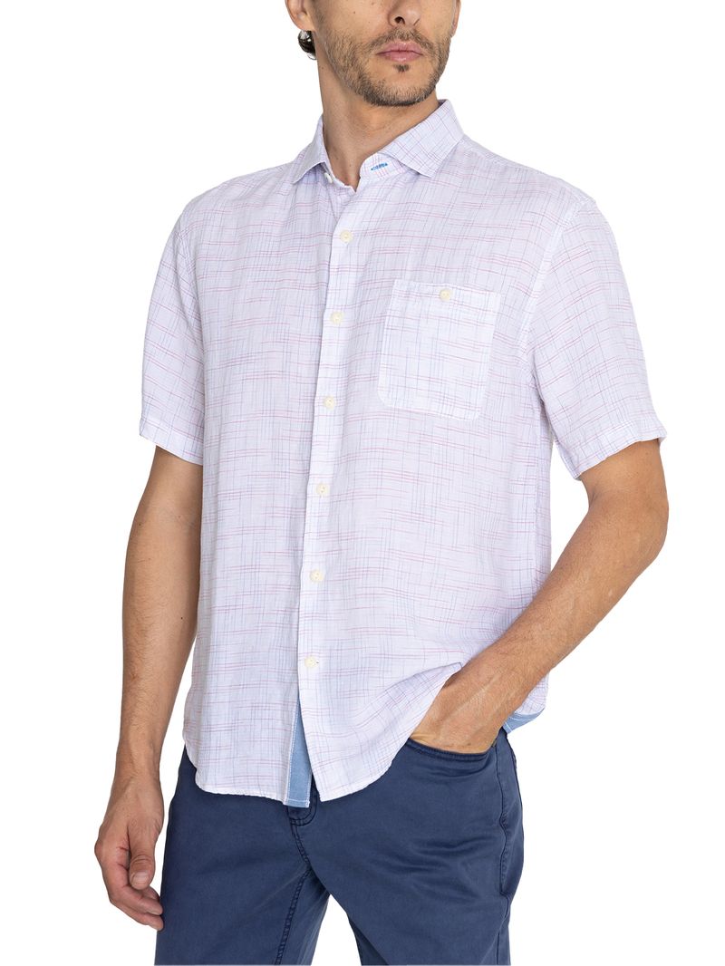 Camisa Lino Orgánico Hombre Marbled Rojo Rockford