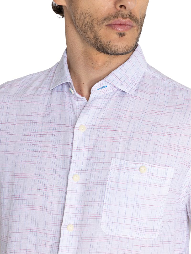 Camisa Lino Orgánico Hombre Marbled Rojo Rockford