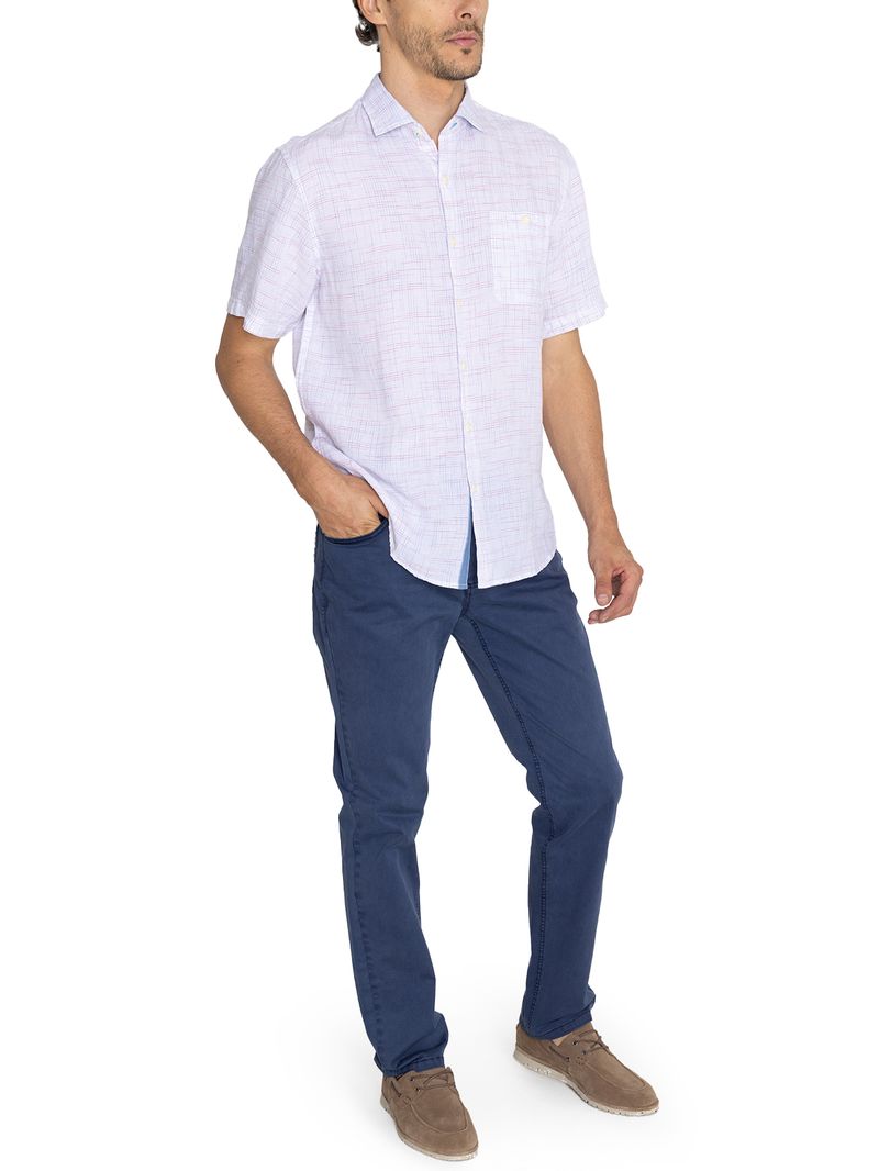 Camisa Lino Orgánico Hombre Marbled Rojo Rockford