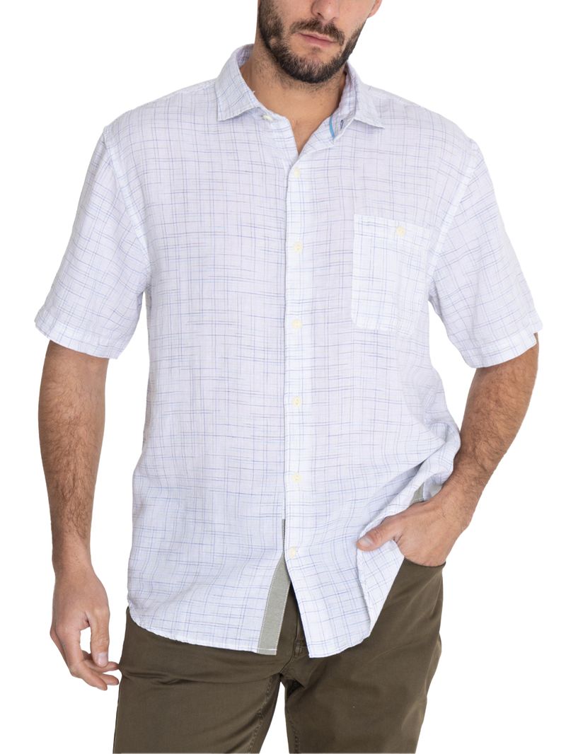 Camisa Lino Orgánico Hombre Marbled Verde Rockford