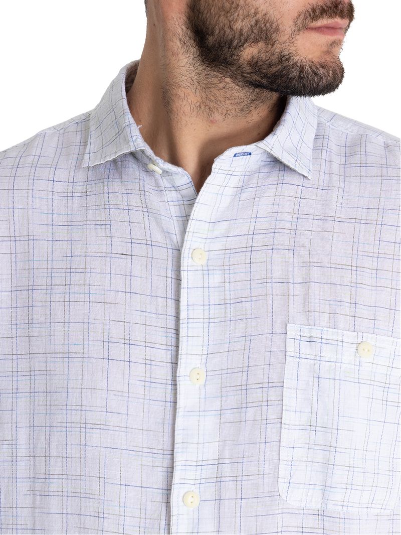 Camisa Lino Orgánico Hombre Marbled Verde Rockford