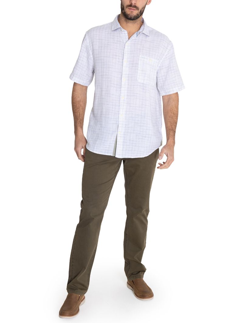 Camisa Lino Orgánico Hombre Marbled Verde Rockford