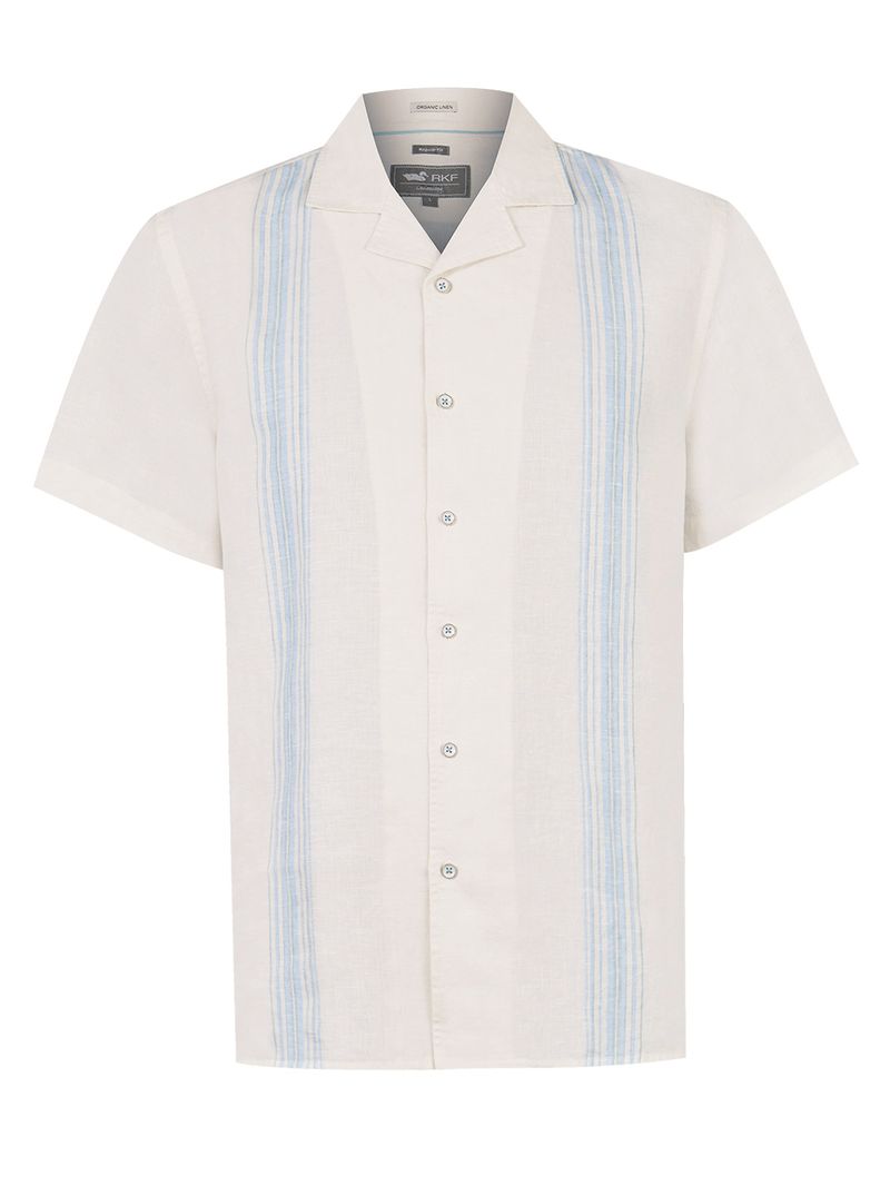 Camisa Lino Orgánico Hombre Bragastripe Beige Rockford