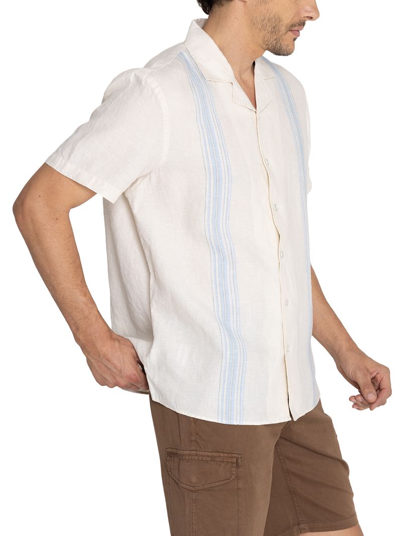 Camisa Lino Orgánico Hombre Bragastripe Beige Rockford