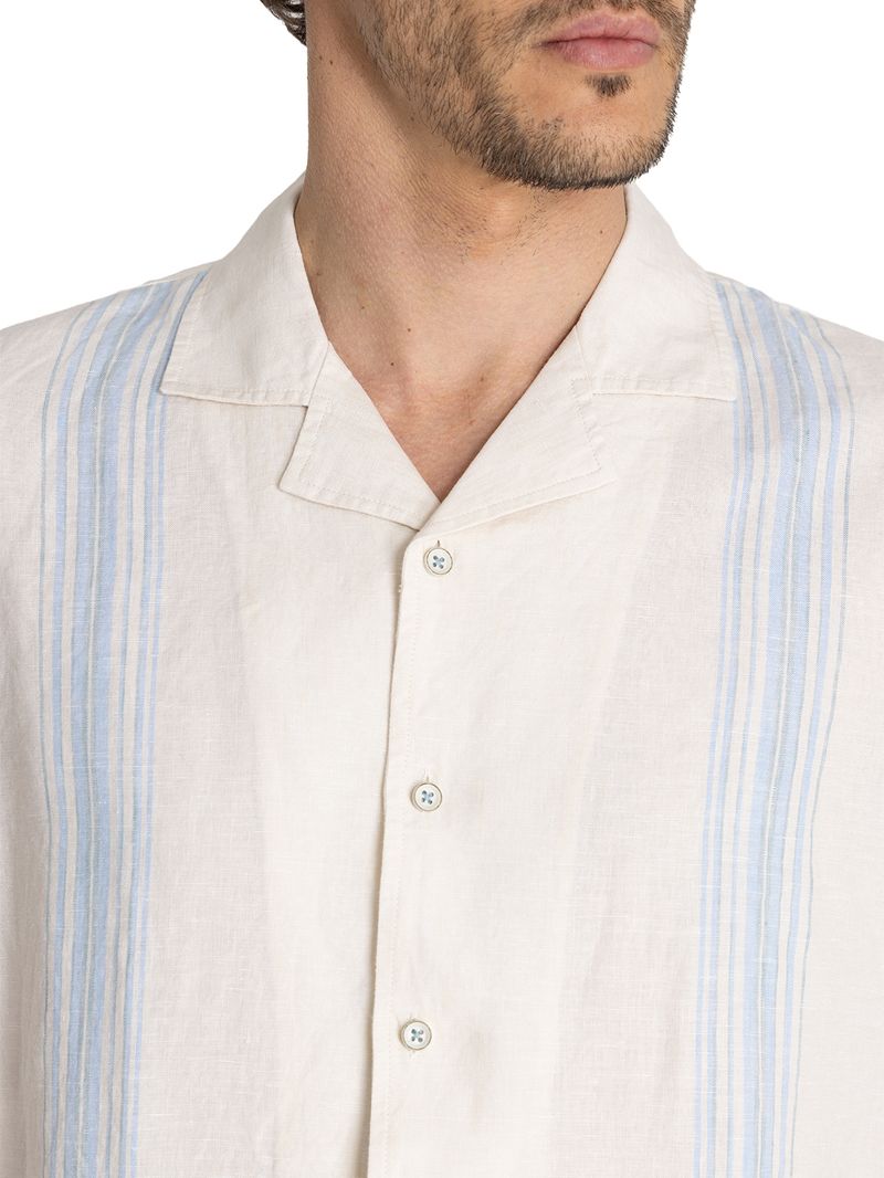 Camisa Lino Orgánico Hombre Bragastripe Beige Rockford