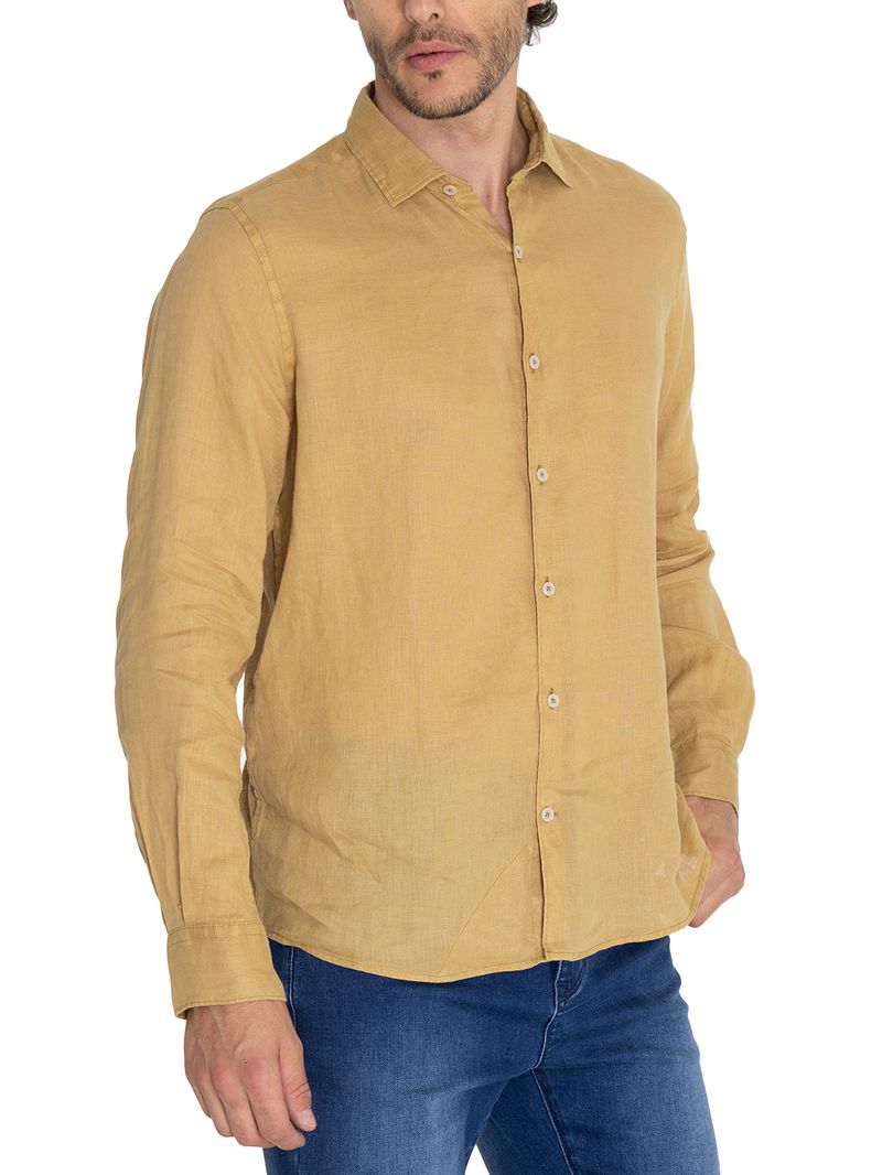 Camisa-Lino-Organico-Hombre-Linenpro-Cafe-Rockford