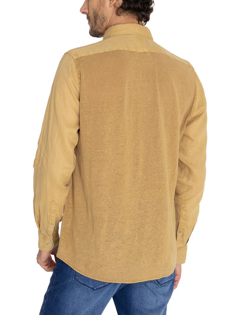 Camisa-Lino-Organico-Hombre-Linenpro-Cafe-Rockford