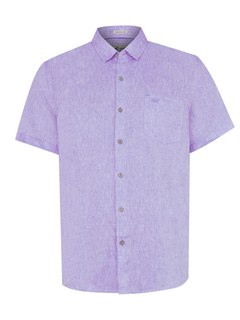 Camisa Lino Orgánico Hombre Linenshort Morado Rockford