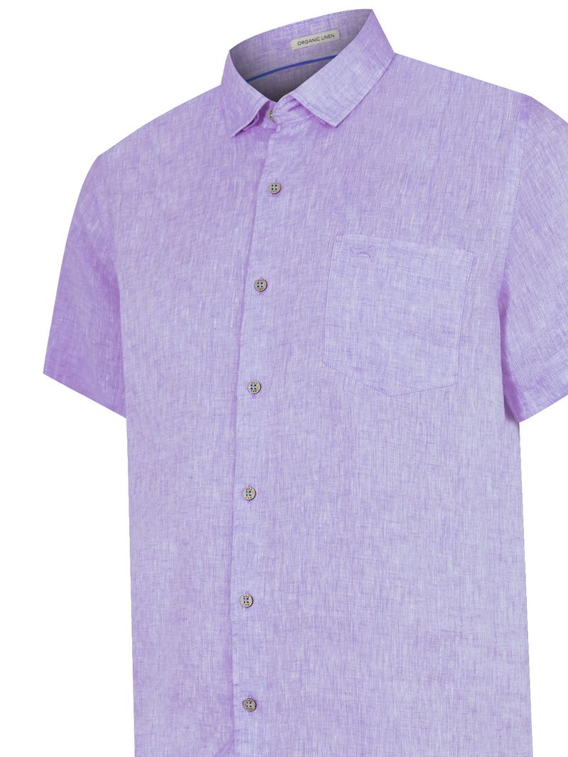 Camisa Lino Orgánico Hombre Linenshort Morado Rockford