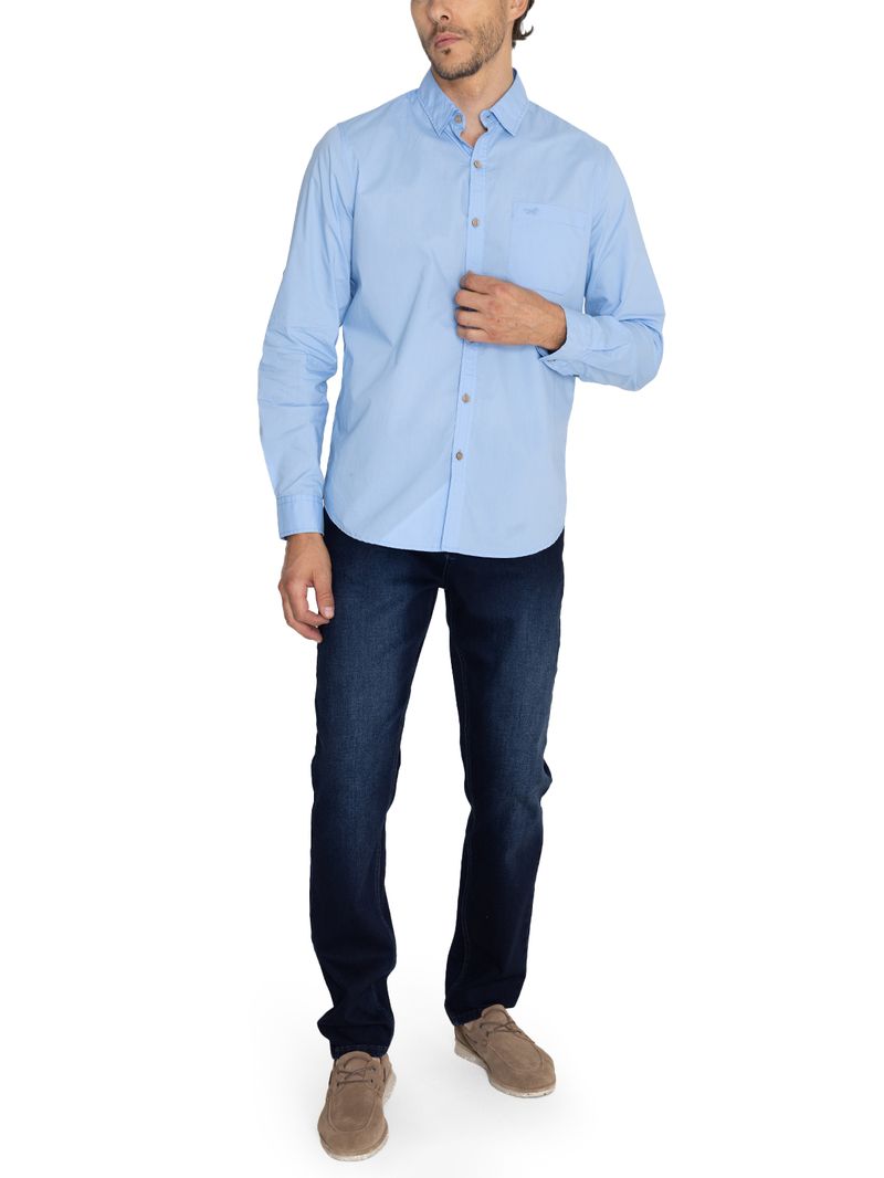 Camisa Algodón Orgánico Hombre Galiton Celeste Rockford