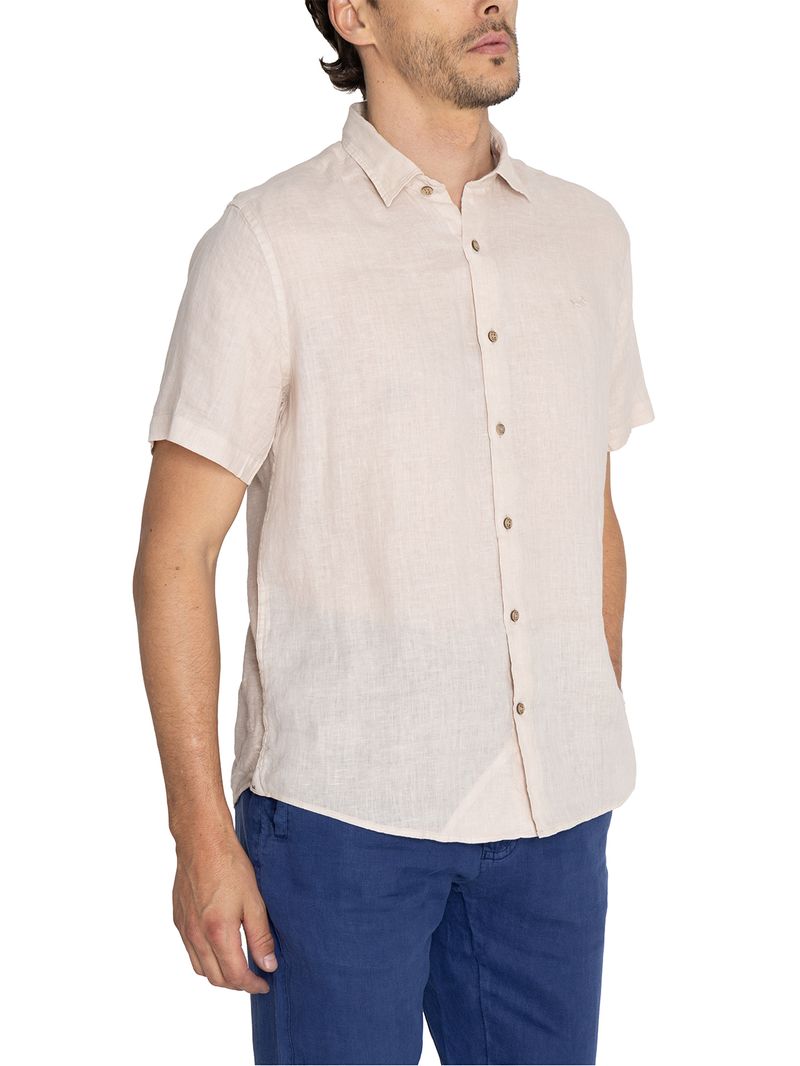 Camisa Lino Orgánico Hombre Linenjer Beige Rockford