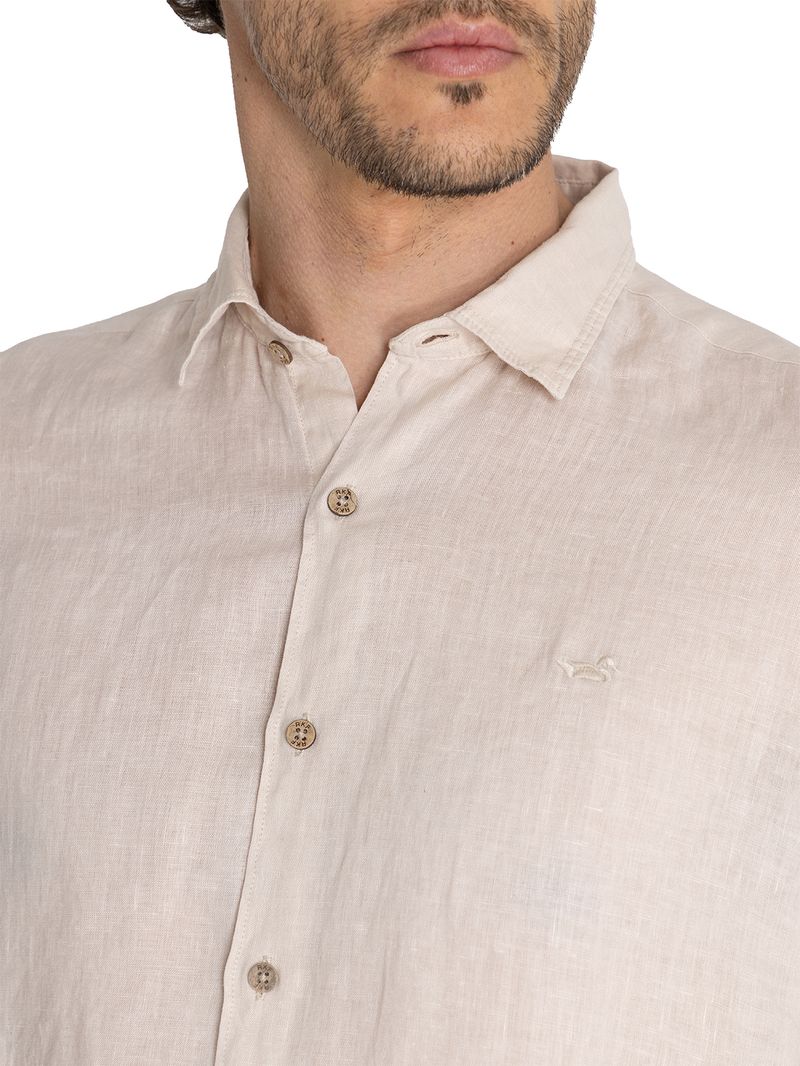 Camisa Lino Orgánico Hombre Linenjer Beige Rockford