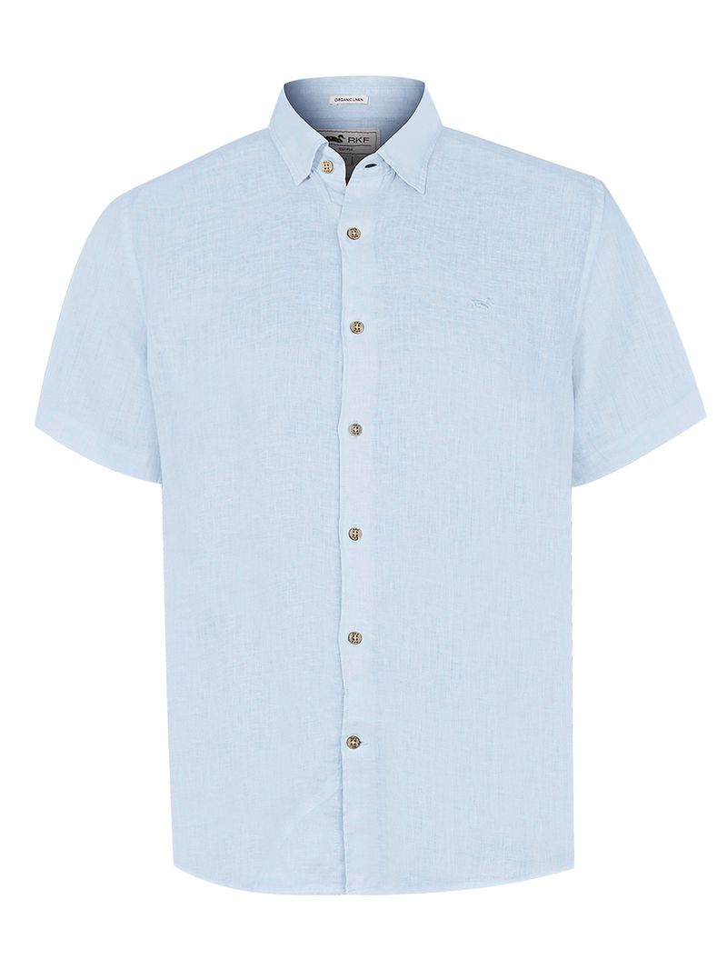 Camisa Lino Orgánico Hombre Linenjer Celeste Rockford