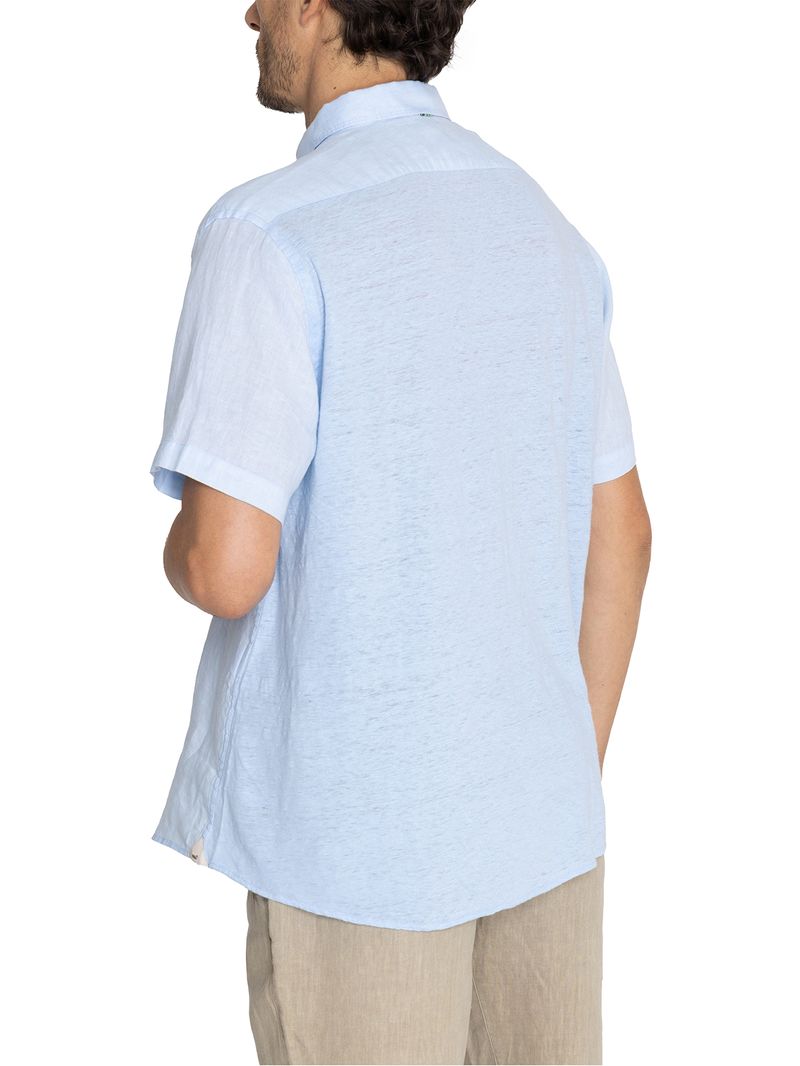 Camisa Lino Orgánico Hombre Linenjer Celeste Rockford