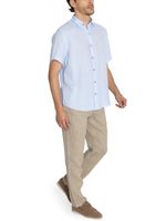 Camisa Lino Orgánico Hombre Linenjer Celeste Rockford