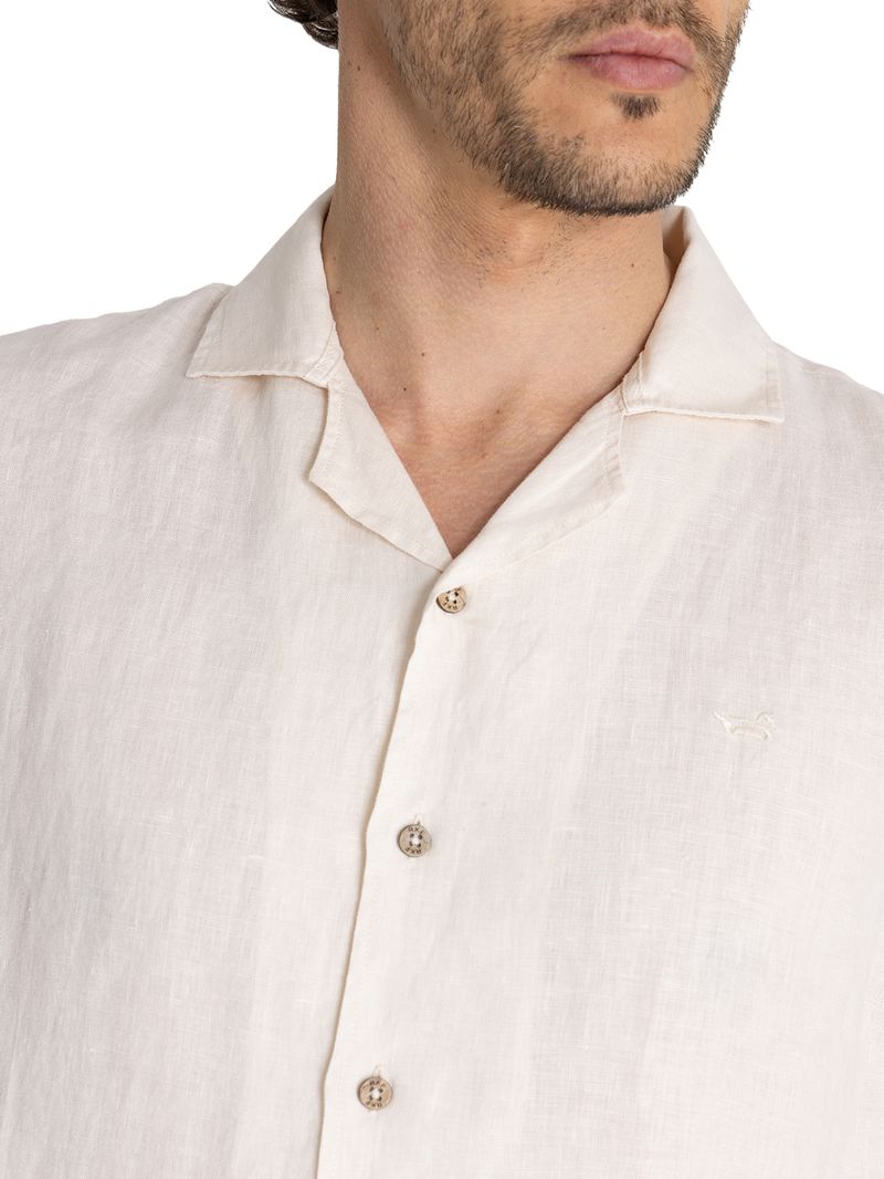 Camisa Lino Orgánico Hombre Braga Beige Rockford