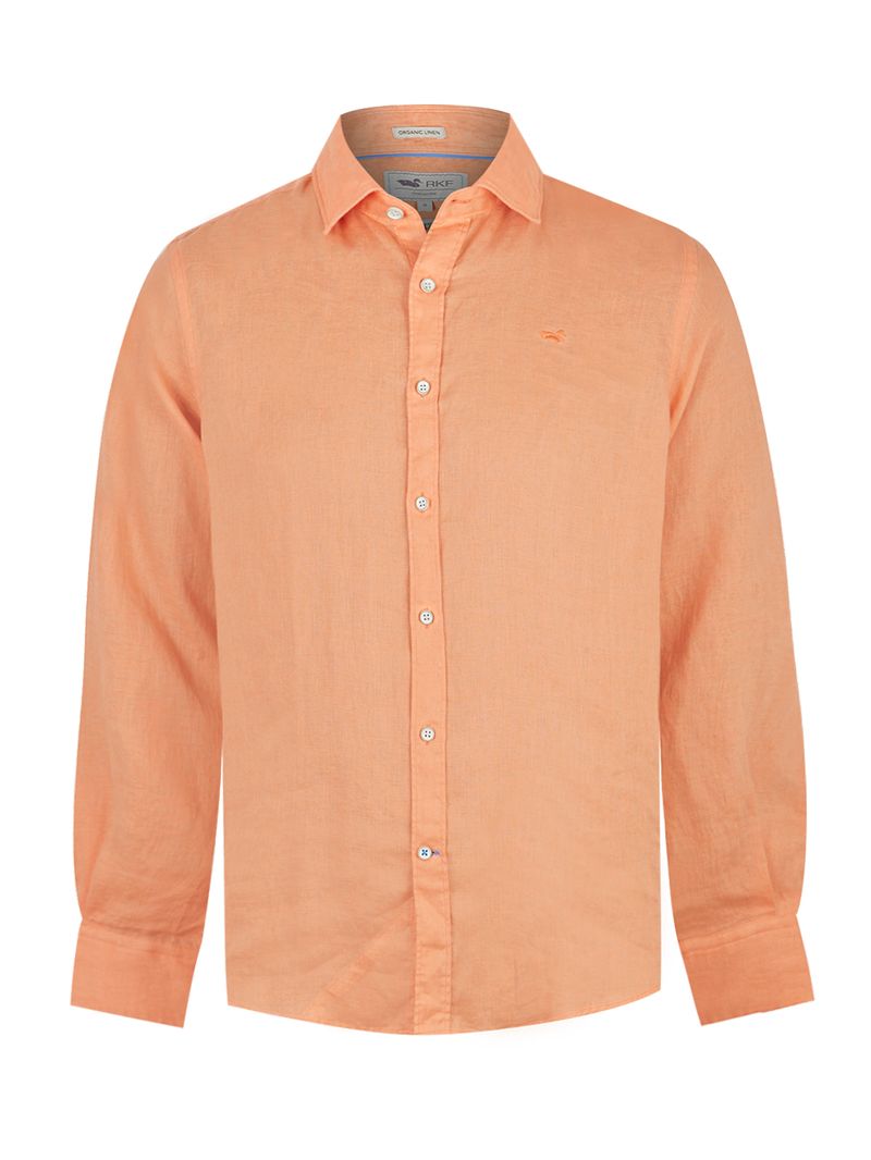 Camisa-Lino-Organico-Hombre-Linensol-Naranjo-Rockford