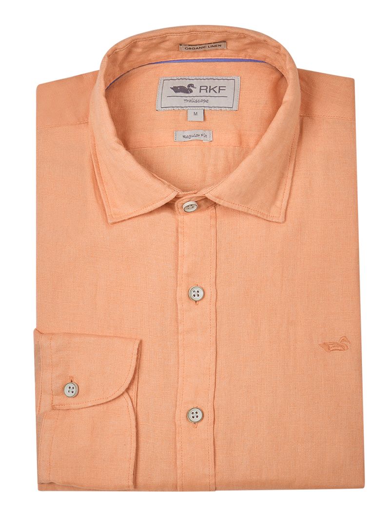 Camisa-Lino-Organico-Hombre-Linensol-Naranjo-Rockford