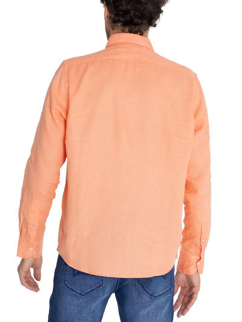 Camisa-Lino-Organico-Hombre-Linensol-Naranjo-Rockford