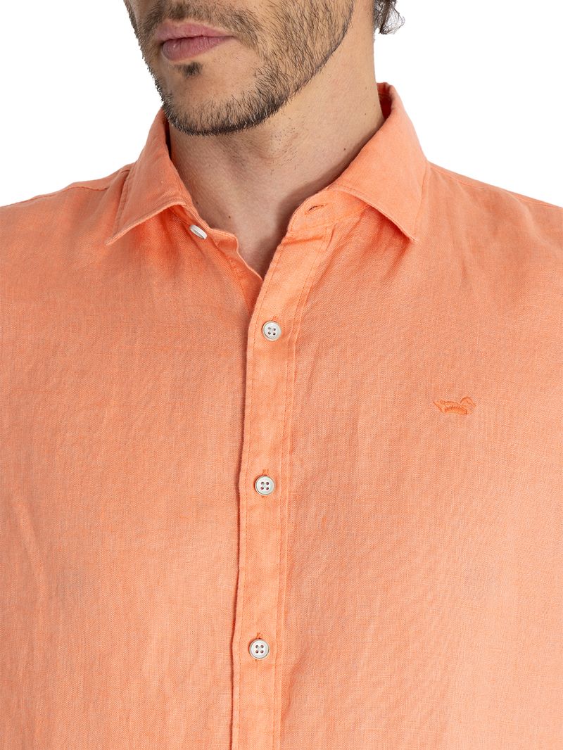 Camisa-Lino-Organico-Hombre-Linensol-Naranjo-Rockford