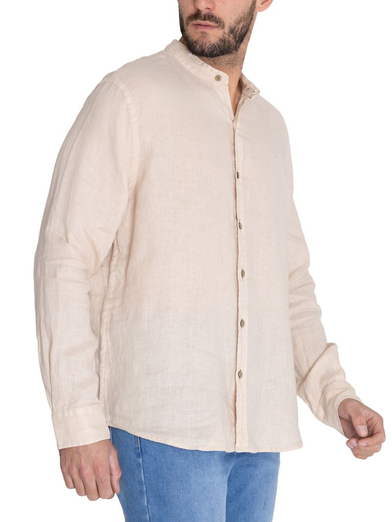 Camisa Lino Orgánico Hombre Linenmao Beige Rockford
