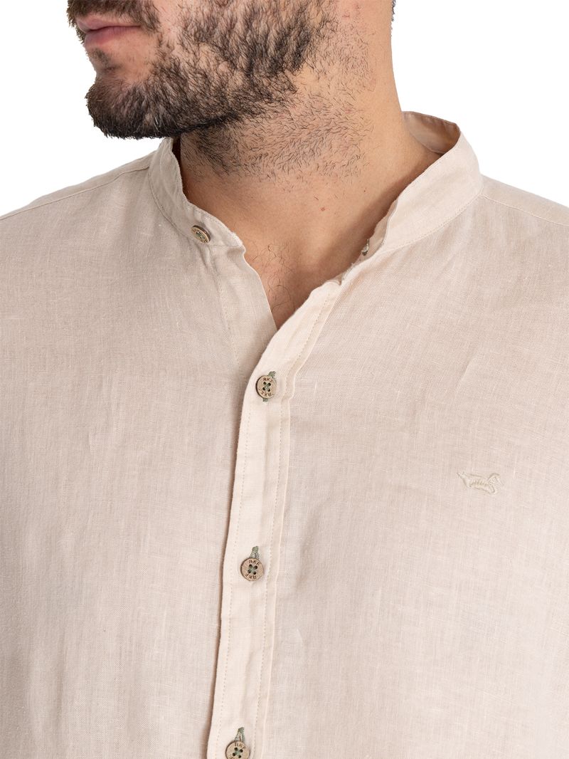 Camisa Lino Orgánico Hombre Linenmao Beige Rockford