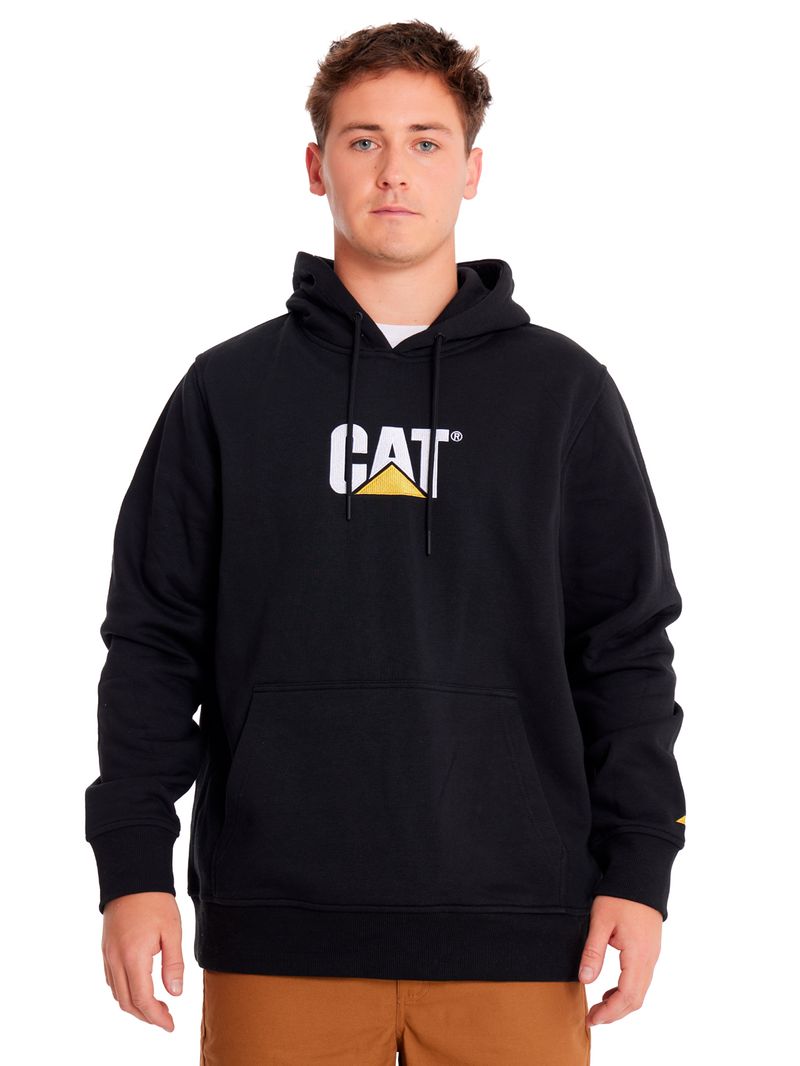Poleron-Casual-Unisex-FLEECE-CAT-LOGO-PULLOVER-HOODIE-Negro-CAT