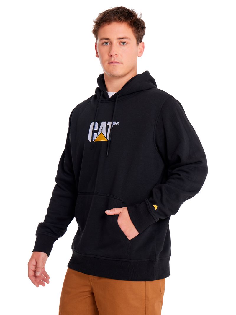 Poleron-Casual-Unisex-FLEECE-CAT-LOGO-PULLOVER-HOODIE-Negro-CAT