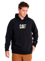 Poleron-Casual-Unisex-FLEECE-CAT-LOGO-PULLOVER-HOODIE-Negro-CAT