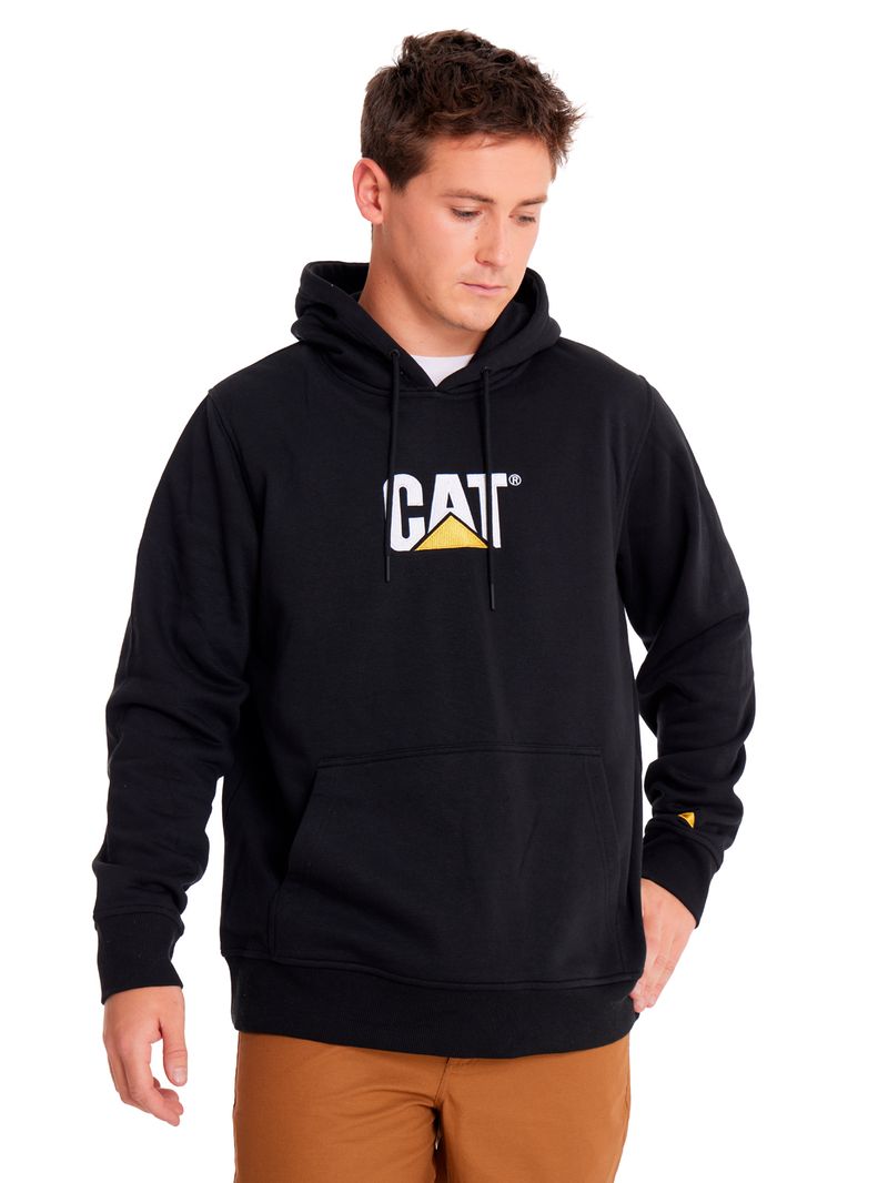 Poleron-Casual-Unisex-FLEECE-CAT-LOGO-PULLOVER-HOODIE-Negro-CAT
