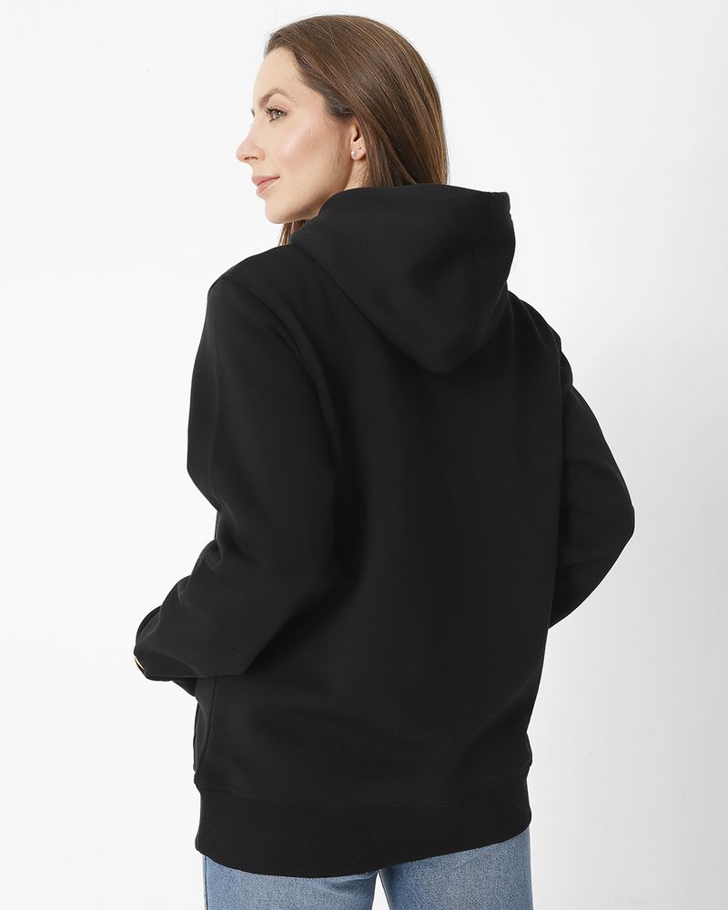 Poleron-Casual-Unisex-FLEECE-CAT-LOGO-PULLOVER-HOODIE-Negro-CAT