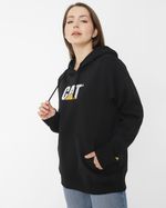 Poleron-Casual-Unisex-FLEECE-CAT-LOGO-PULLOVER-HOODIE-Negro-CAT